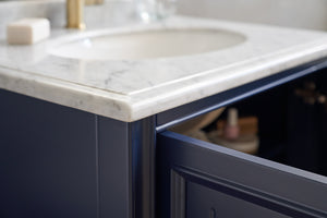 Hampton Timber Bathroom Vanity Blue 800mm Marble Top